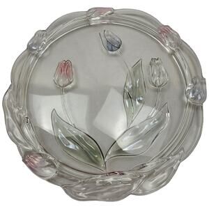 Original Walther Glass Micasa Tivoli Cake Plate Tulips Spring Germany